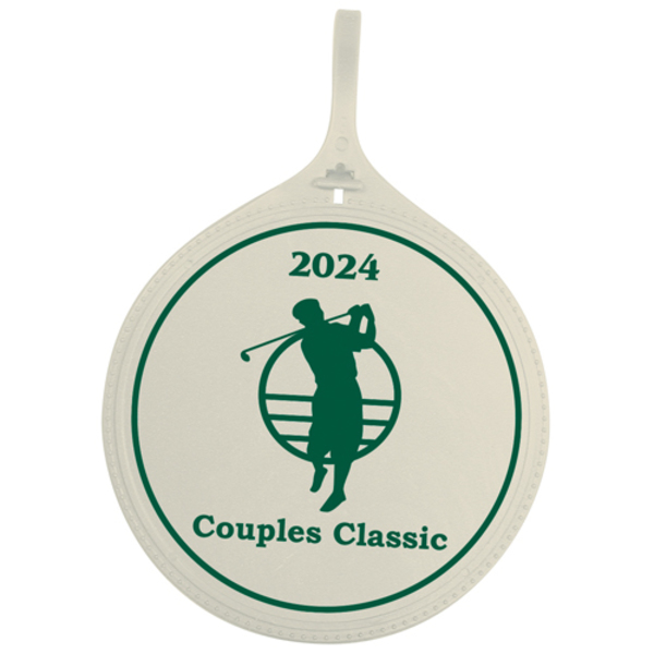 Beige circle resort tag